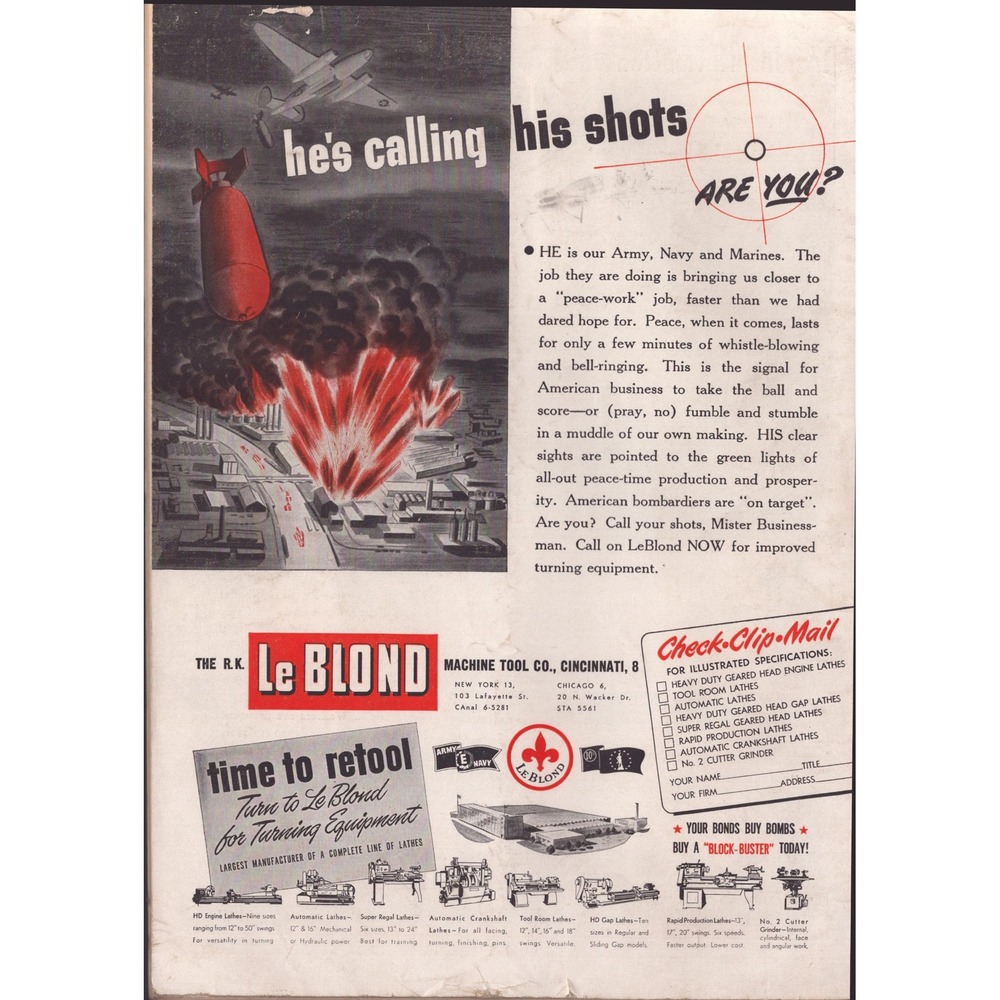 Automotive and Aviation Industries Magazine Nov 15 1943 WWII Timken Ad - Picture 2 of 3
